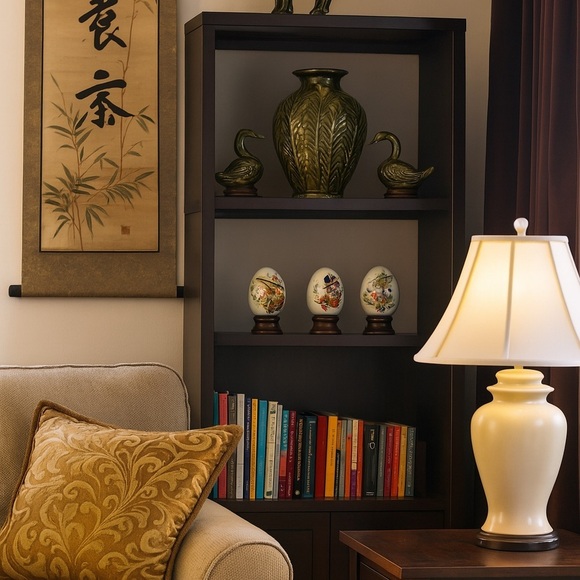 Avon Seasons Porcelain Eggs Birds Wooden Stands 1984 set of 3 - Picture 11 of 12